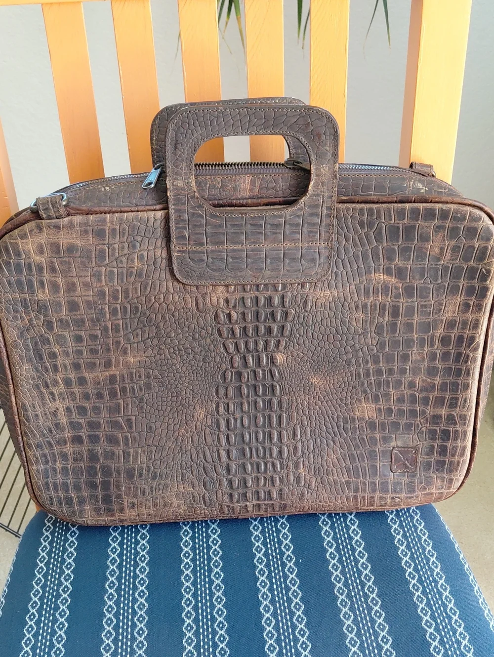 Nwt Twisted X Men's Brown Alligator Leather Briefcase